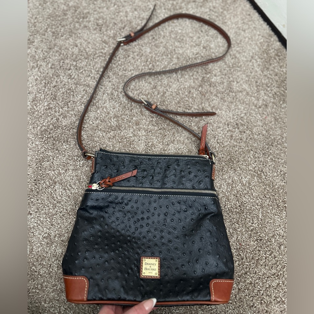 Dooney & Bourke Black Ostrich Crossbody Bag